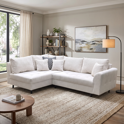 ‘Rune’ Grey Cord Left Hand Corner Chaise