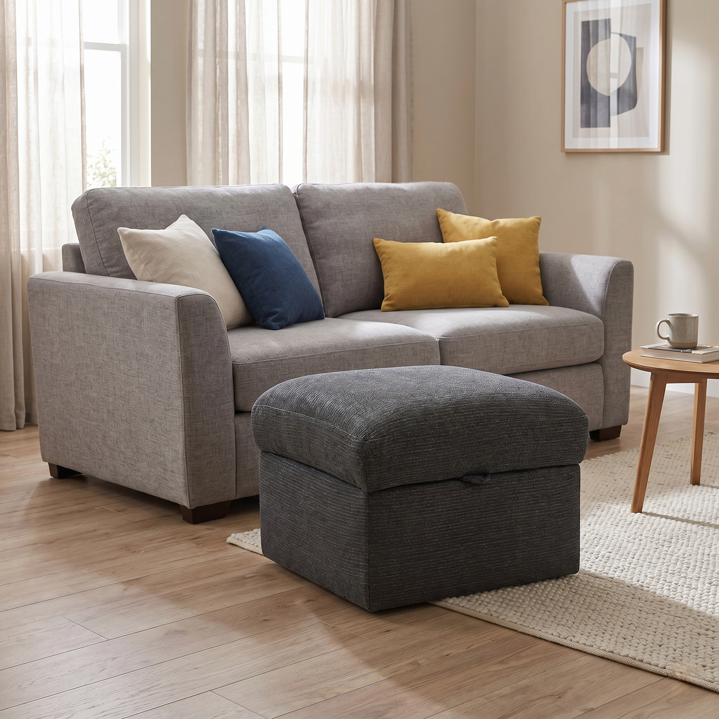 ‘New Bailey’ Charcoal Fabric Storage Footstool