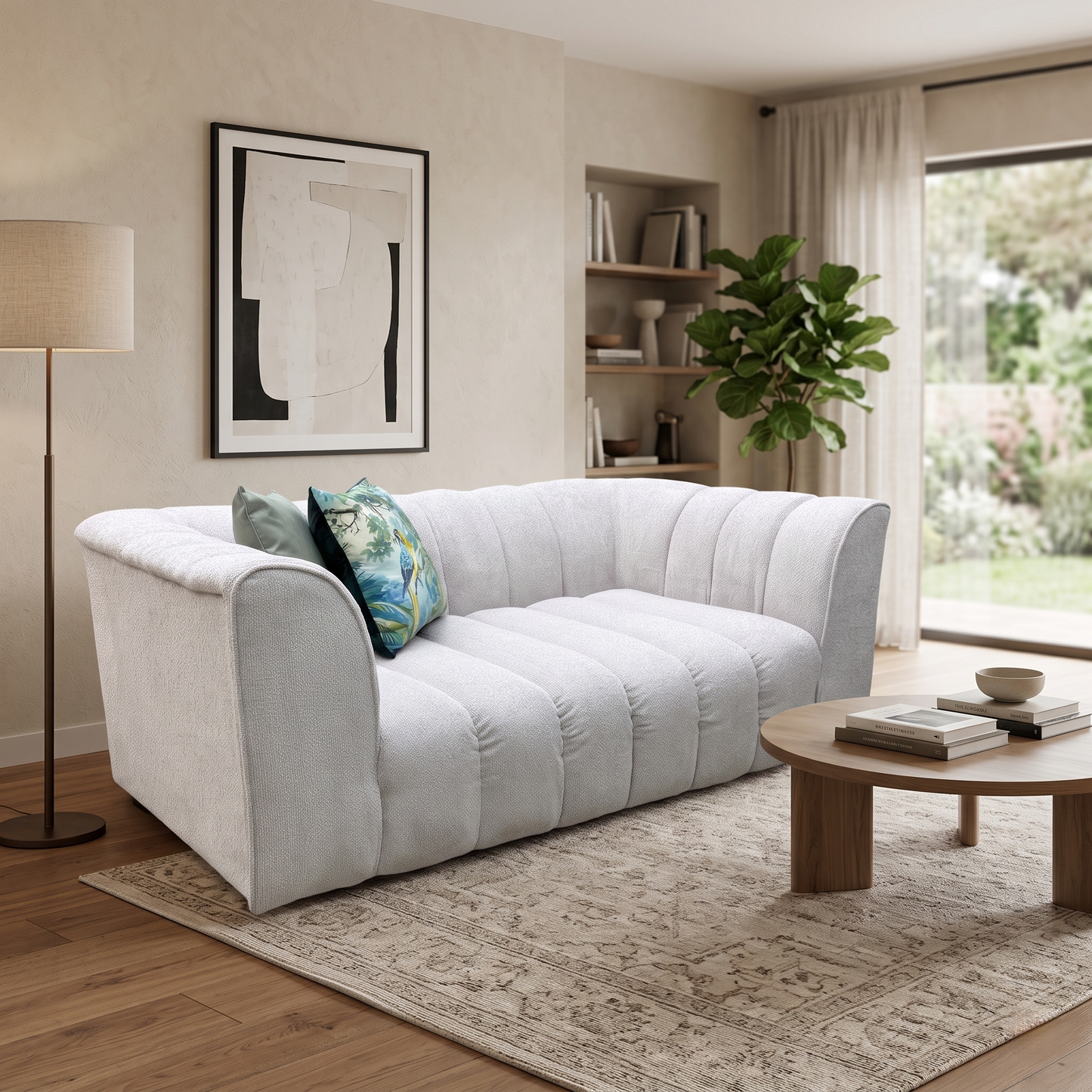 Michelle Keegan Home 'Mikah' Natural Fabric 2 Seater Fabric Sofa