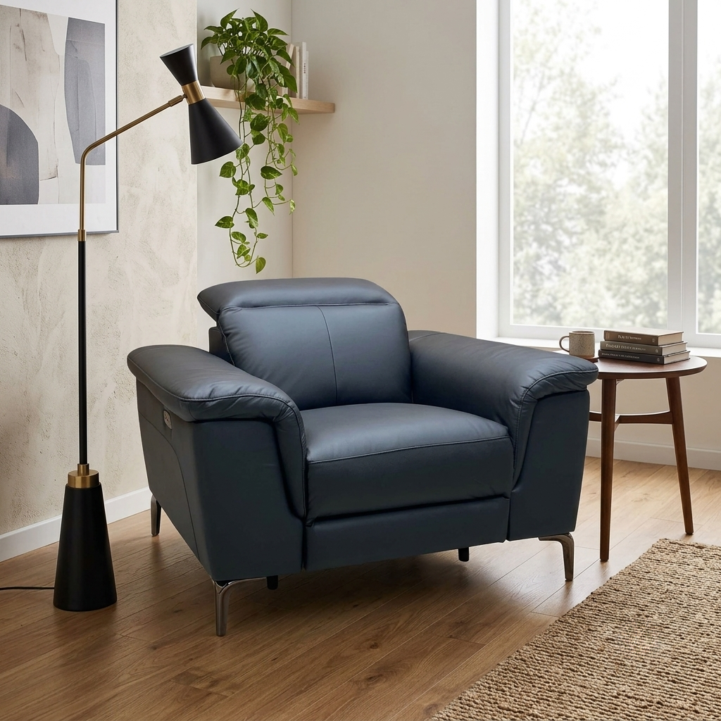 ‘Lorenza’ Black Leather Mix Power Recliner Armchair