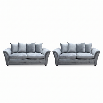 ‘Leila’ Grey Fabric 3+3 Seater Sofa Set