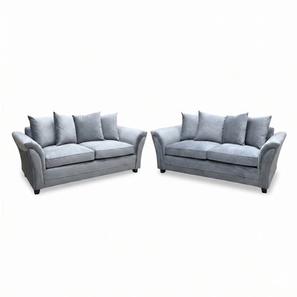 ‘Leila’ Grey Fabric 3+3 Seater Sofa Set