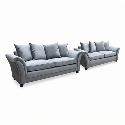 ‘Leila’ Grey Fabric 3+3 Seater Sofa Set