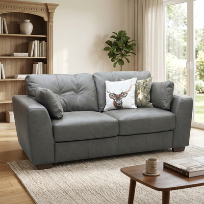 ‘Arden’ Denver Grey Italian Leather 3 Seater Sofa