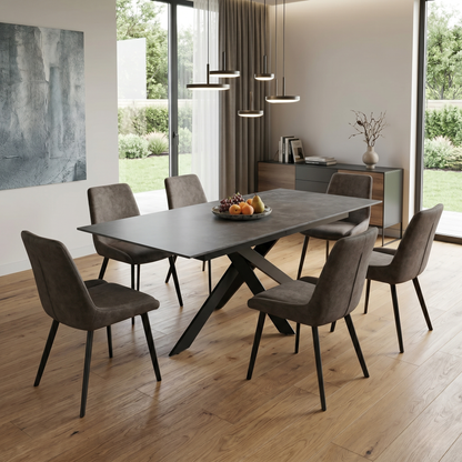 'Warrior' Grey Sintered Stone 180cm Extending Dining Table