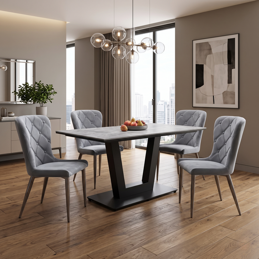 ‘Donnie’ Grey Fabric Set of 4 Dining Chairs
