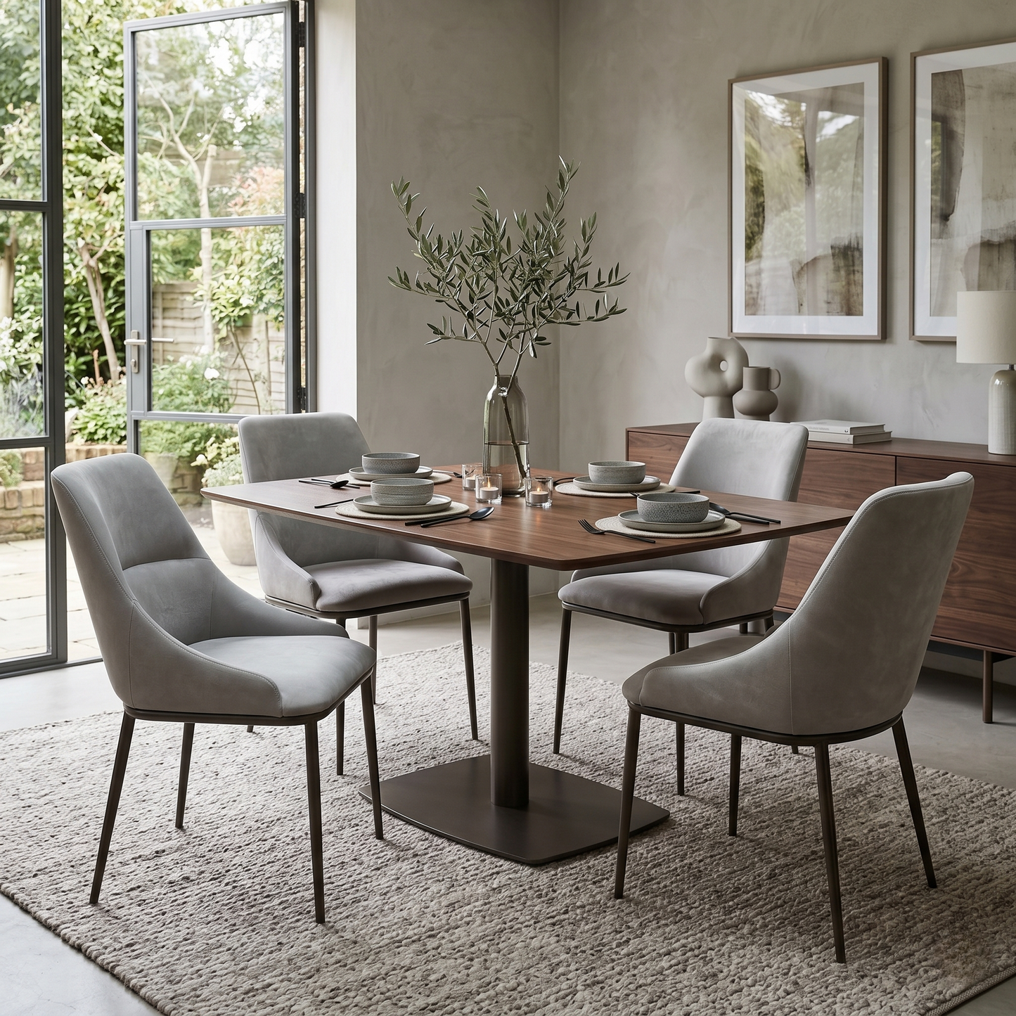 ‘Camino’ Taupe Faux Leather Fixed Dining Chair - Set of 4