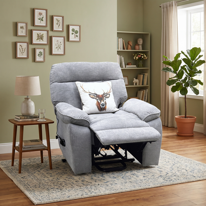 ‘Paulo’ Grey Fabric Electric Rise and Recline Massage Armchair with Heating Function