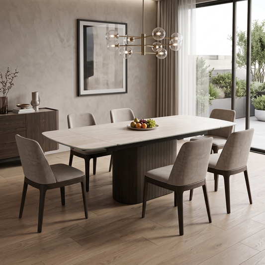 'Tiber' Ceramic Top Draw Leaf Extending Dining Table