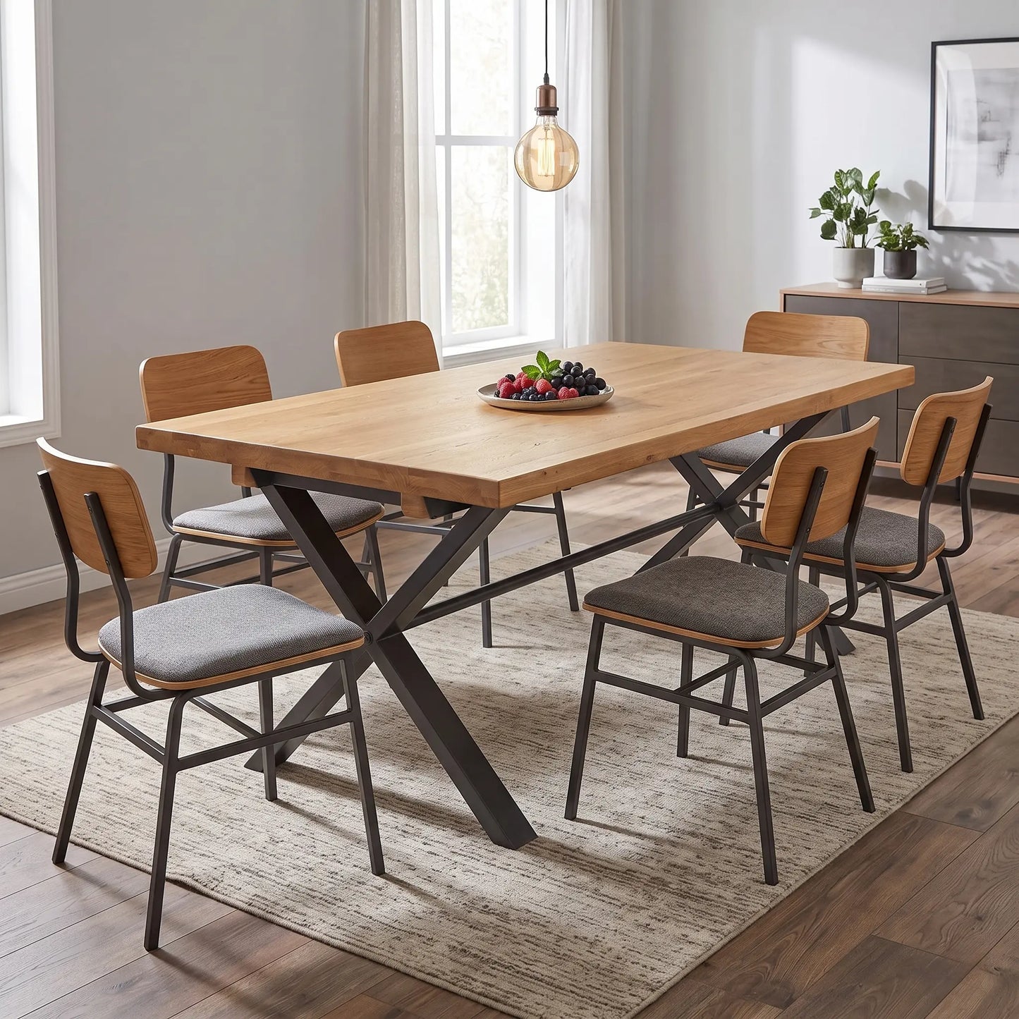 Living room view of the 'Earth' 190cm Fixed Dining Table.