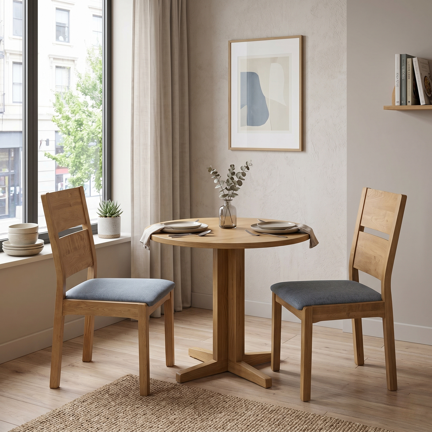 ‘Bakerloo’ Solid Oak wooden Pair of Dining Chairs