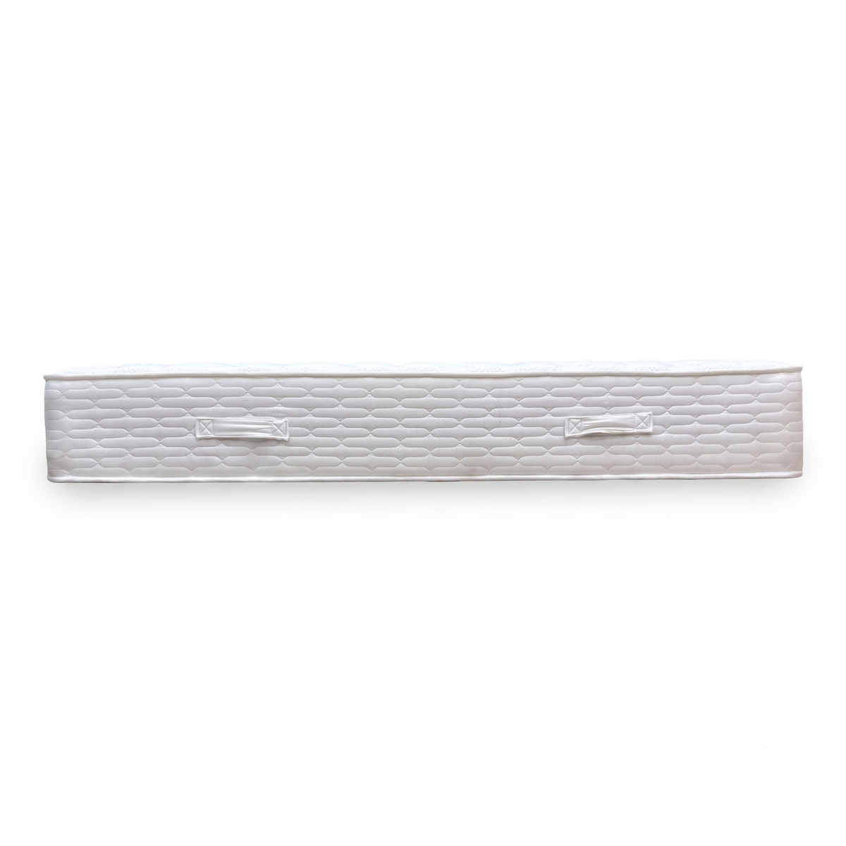 Side view of the Farlow eco pocket sprung king mattress showing the border and handles