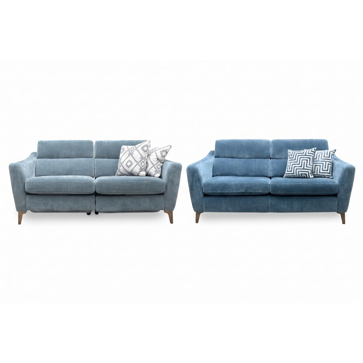‘Moderna’ Mht Airforce Blue Sw Linen Fabric 2+2 Seater Sofa Set - Power Recliner Sofa & Standard Sofa
