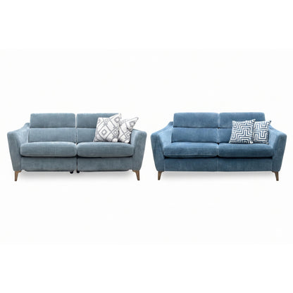 ‘Moderna’ Mht Airforce Blue Sw Linen Fabric 2+2 Seater Sofa Set - Power Recliner Sofa & Standard Sofa