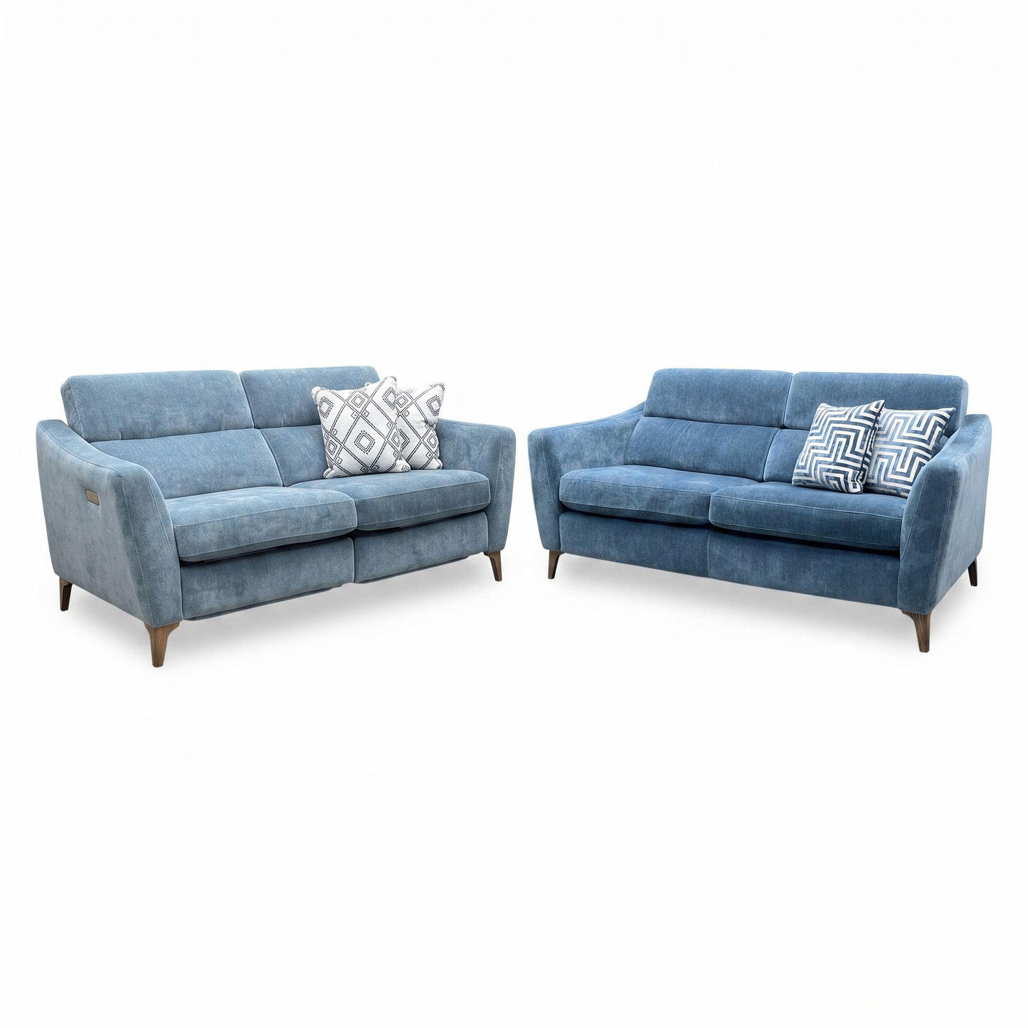 ‘Moderna’ Mht Airforce Blue Sw Linen Fabric 2+2 Seater Sofa Set - Power Recliner Sofa & Standard Sofa