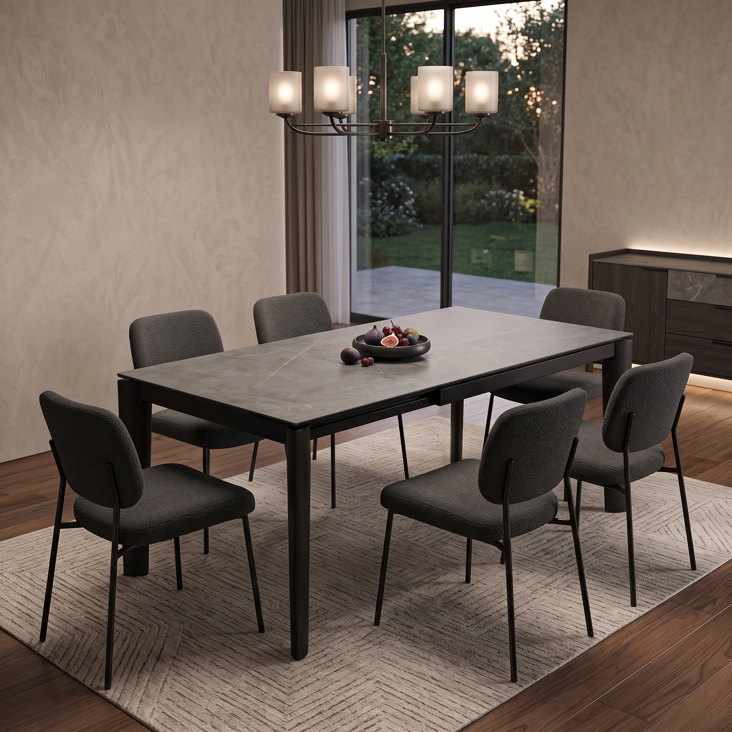'Connubia ‘Rosa’ Brown Wdn Grp-Brz Ceramic Top Extending Dining Table with Wooden Legs Furniture Village
