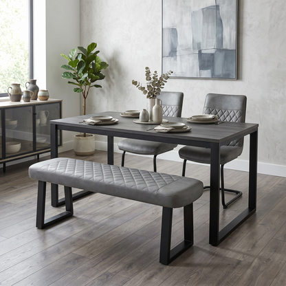 'Venus' Grey Faux Leather Low Dining Bench