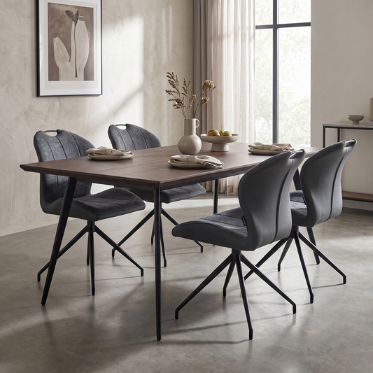 ‘Julio’ G6 Anthracite Grey Faux Leather Set of 4 Swivel Dining Chairs