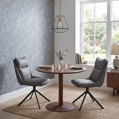 ‘Catalina’ Dark Grey Faux Leather Swivel Dining Chairs - Set of 2
