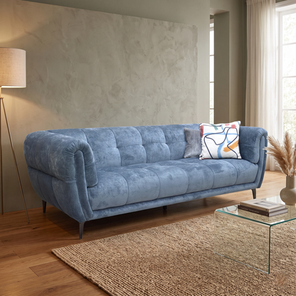 'Sienna' Hudson Ocean Blue Fabric 3 Seater Sofa