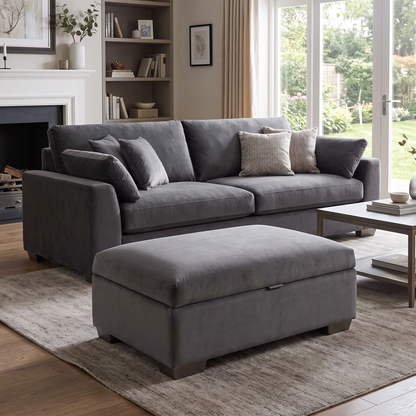 Parker Knoll ‘Hudson 23’ Brown Fabric Storage Footstool