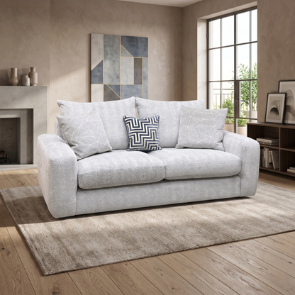 ‘Pandora’ Chevron Silver Fabric 3 Seater Sofa