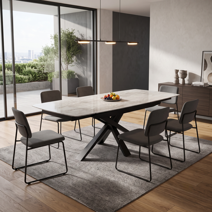 ‘Germain’ Real Marble Top Small Extending Dining Table