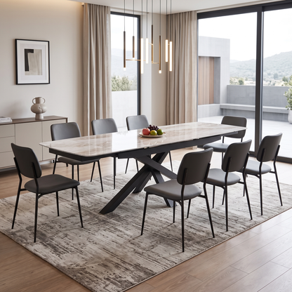 ‘Germain’ Real Marble Top Large Extending Dining Table