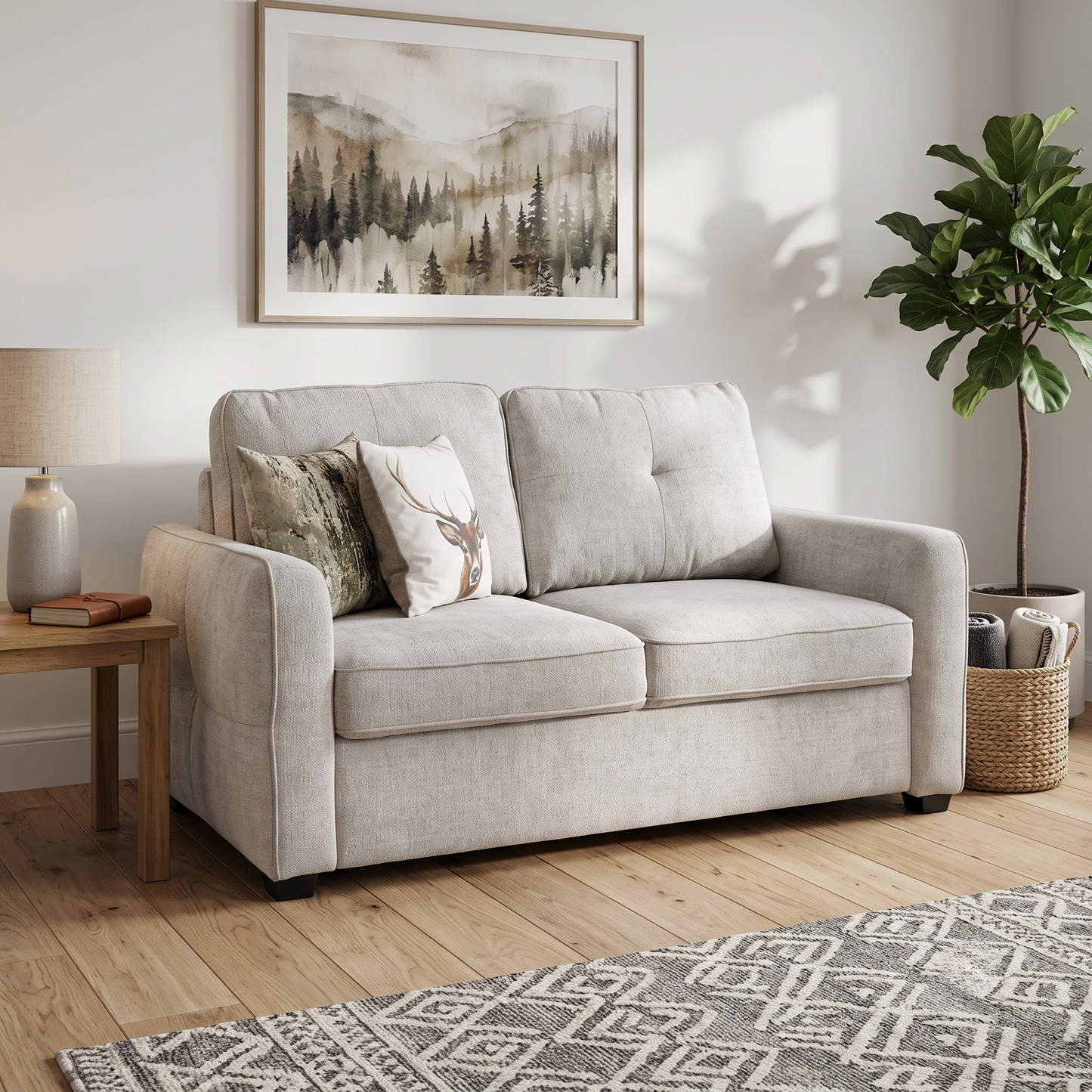 ‘Karen’ Beige Fabric 2 Seater Sofa Bed
