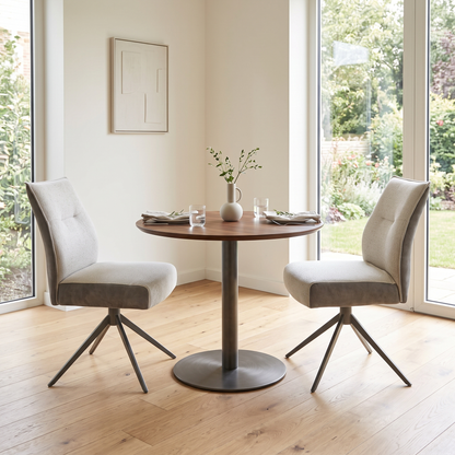 ‘Mirage’ Neutral Fabric Swivel Dining Armless Chairs - Set of 2