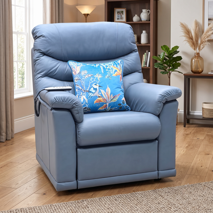 G Plan ‘Malvern’ L857 Cambridge Sky Blue Leather Small Rise and Recliner Chair
