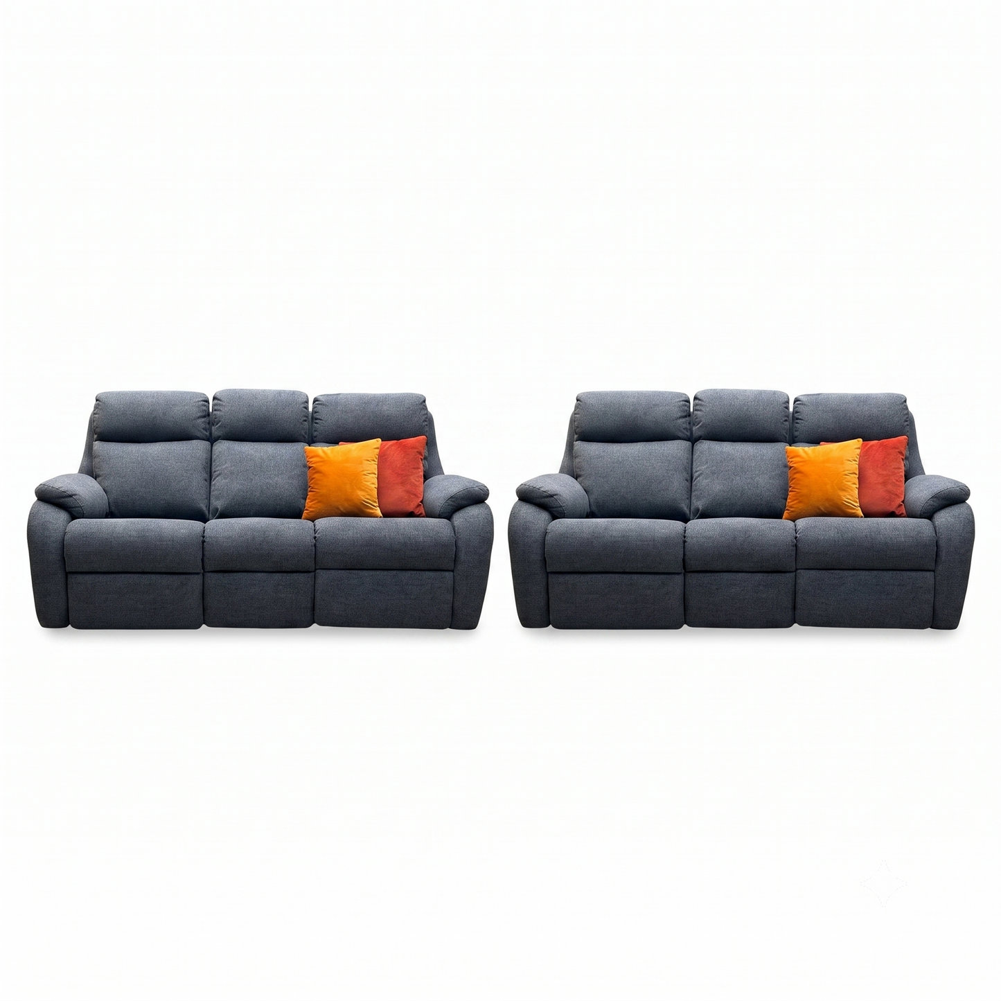 G Plan ‘Kingsbury’ A943 Roche Slate Grey Fabric 3 + 3 Seater Power Recliner Sofa Set with Power Headrests and Power Lumbar