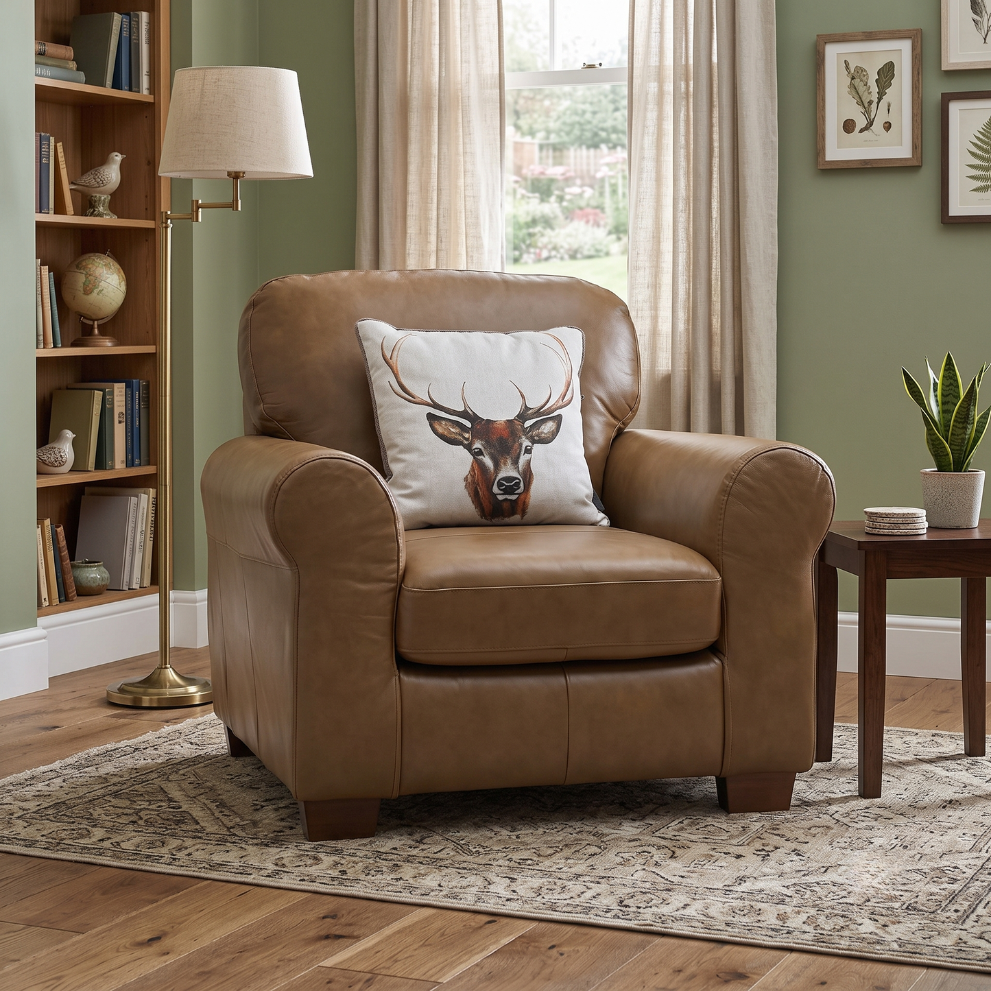 ‘Bailey’ Tan Brown Italian Leather Armchair