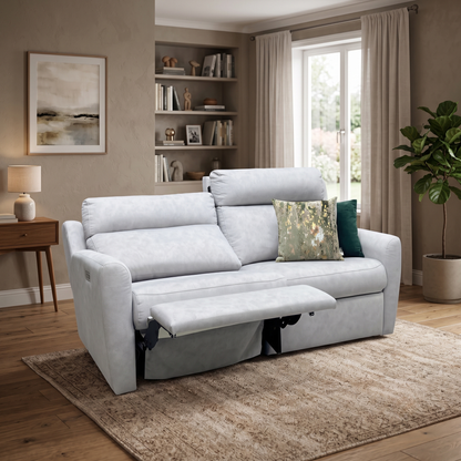 G Plan ‘Wren’ A124 Stingray Charcoal Grey Fabric 3 Seater Power Recliner Sofa with Power Headrests and Power Lumbar