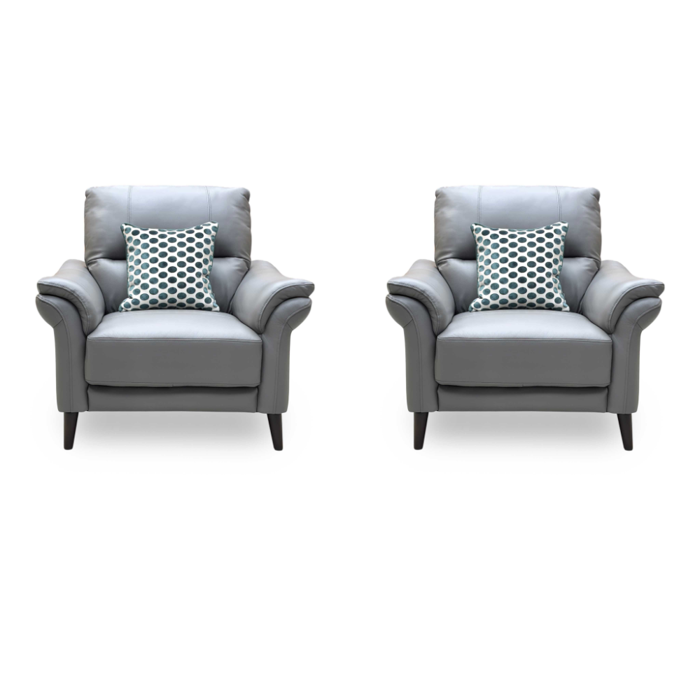 ‘Winner’ Oslo Cat-40_15 Elephant Grey Leather Armchairs - Set of 2