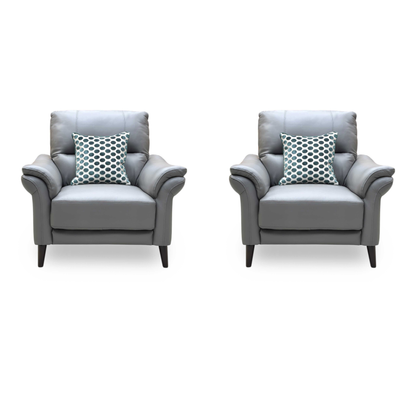 ‘Winner’ Oslo Cat-40_15 Elephant Grey Leather Armchairs - Set of 2