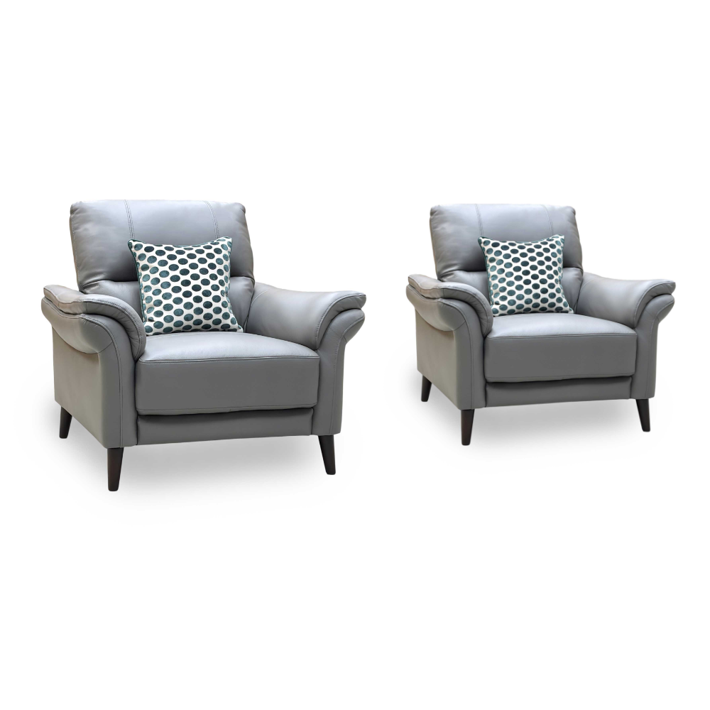 ‘Winner’ Oslo Cat-40_15 Elephant Grey Leather Armchairs - Set of 2