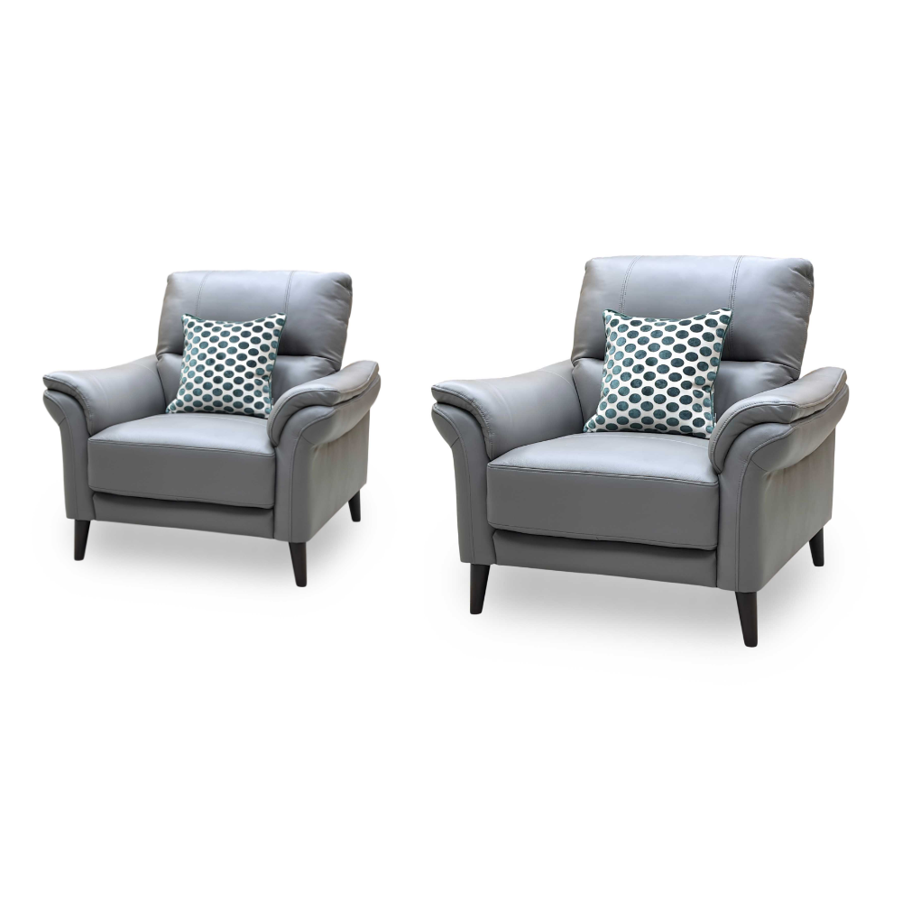 ‘Winner’ Oslo Cat-40_15 Elephant Grey Leather Armchairs - Set of 2