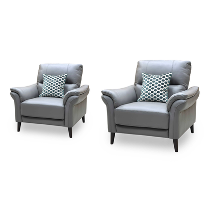 ‘Winner’ Oslo Cat-40_15 Elephant Grey Leather Armchairs - Set of 2