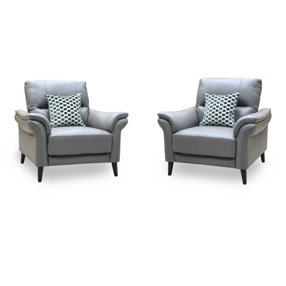 ‘Winner’ Oslo Cat-40_15 Elephant Grey Leather Armchairs - Set of 2