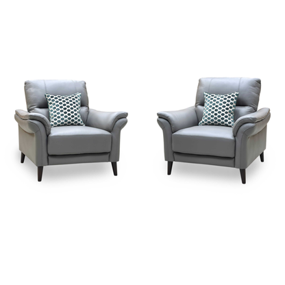 ‘Winner’ Oslo Cat-40_15 Elephant Grey Leather Armchairs - Set of 2