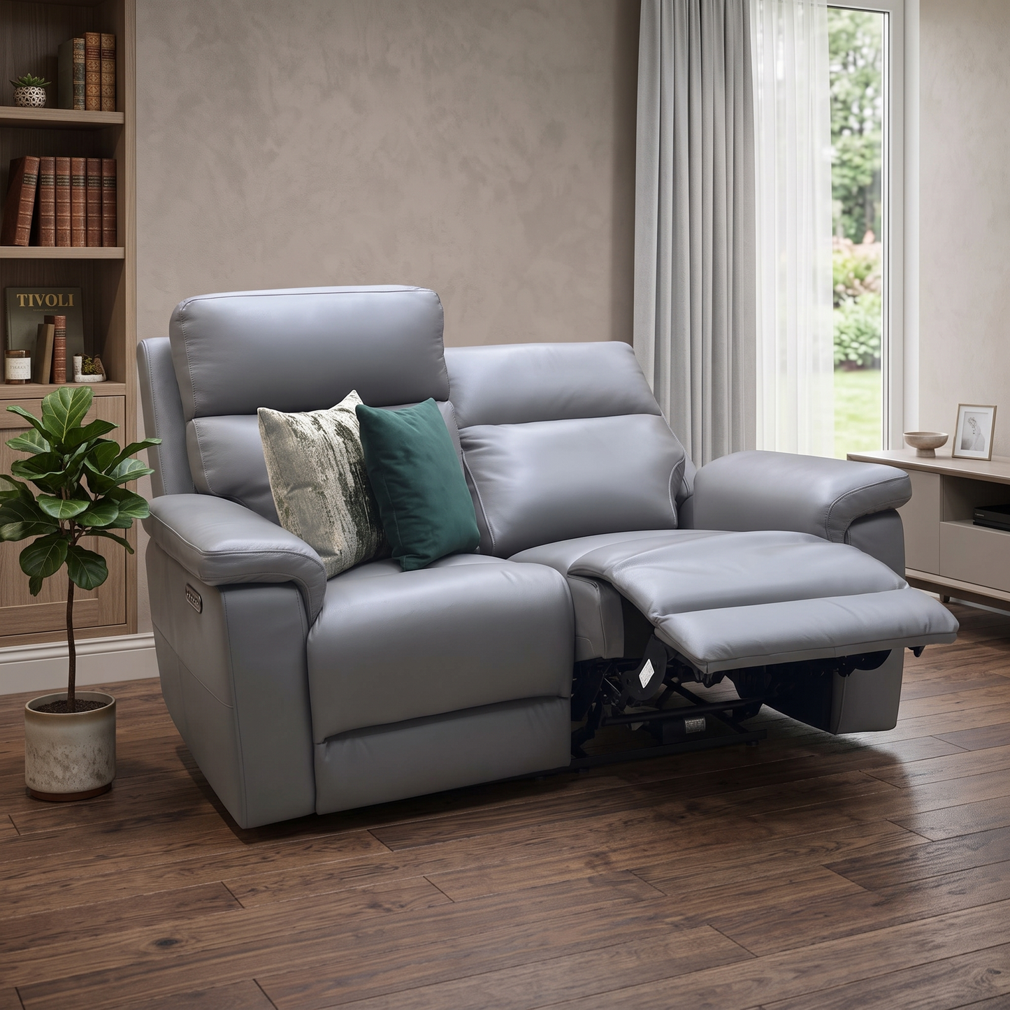 ‘Raven’ Oslo Elephant Grey Cat-40_15 Leather 2 Seater Power Recliner Sofa