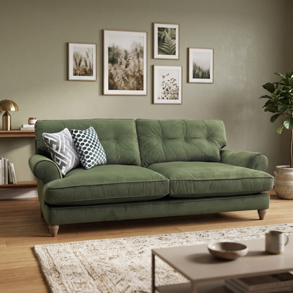 The Lounge Co. ‘Bronwyn’ Woo160 Woodland Moss Green Fabric 4 Seater Classic Back Sofa