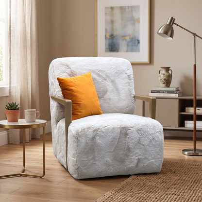 ‘Aura’ Kenzo Cream Lw Faux Fur Swivel Chair
