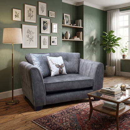 ‘Mariah’ Dapple Moleskin-Tri Chrome Fabric Classic Back Snuggler Chair