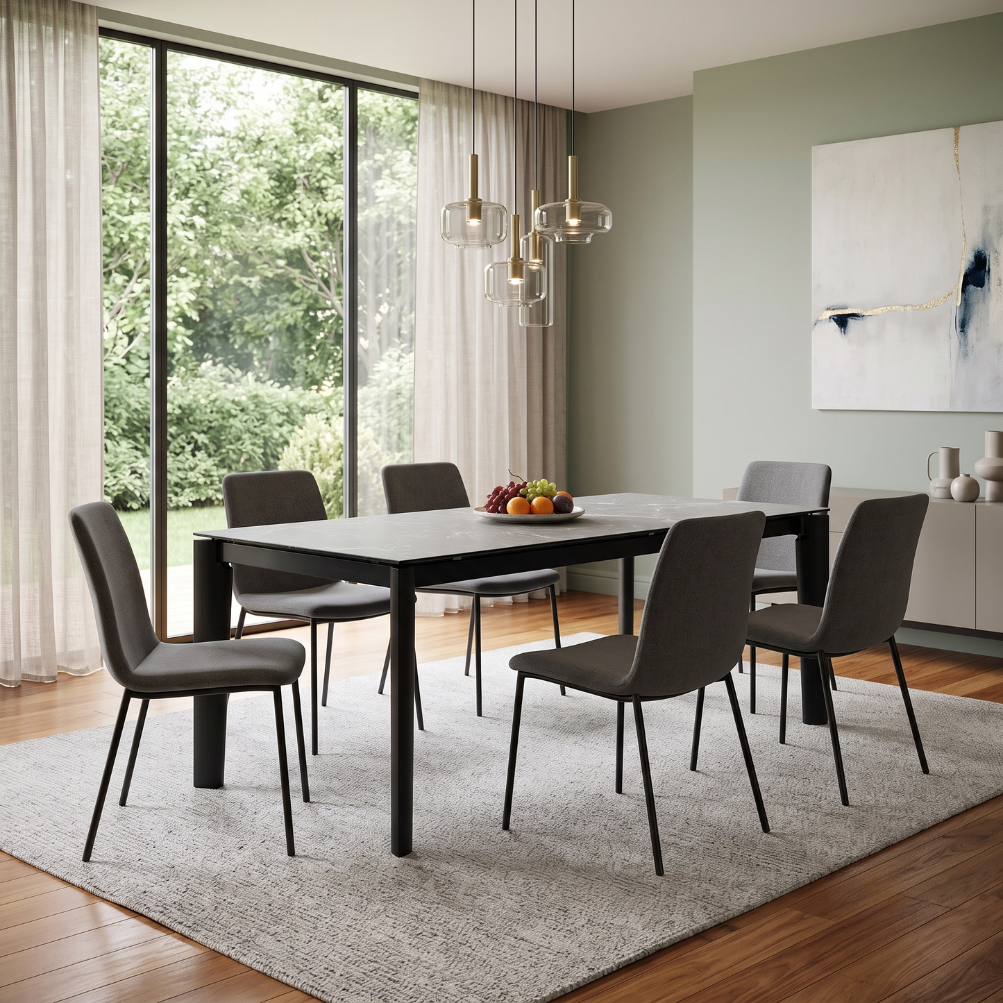 Connubial ‘Rosa’ Wdn Grp-Arn Ceramic Top Extending Dining Table with Wooden Legs Furniture Village