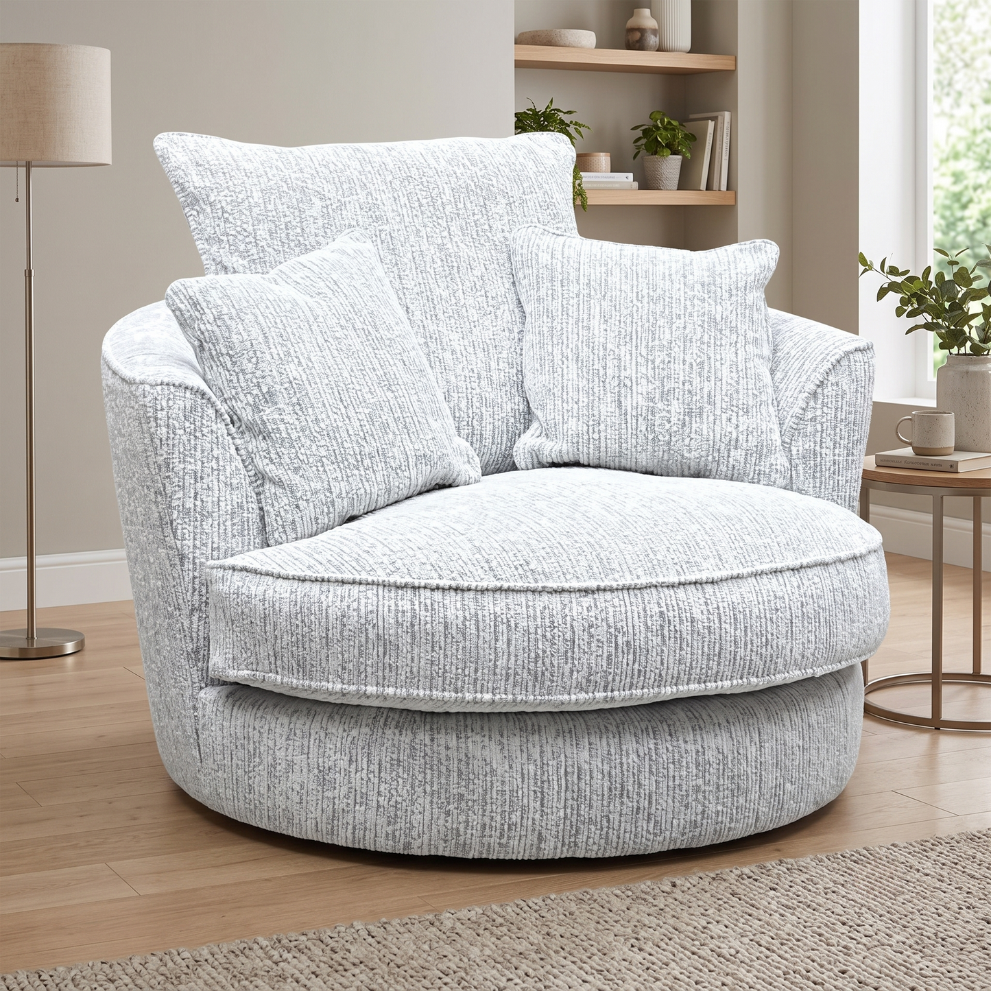 ‘Legend’ Gabriel Snow Grey Classic Back Swivel Chair