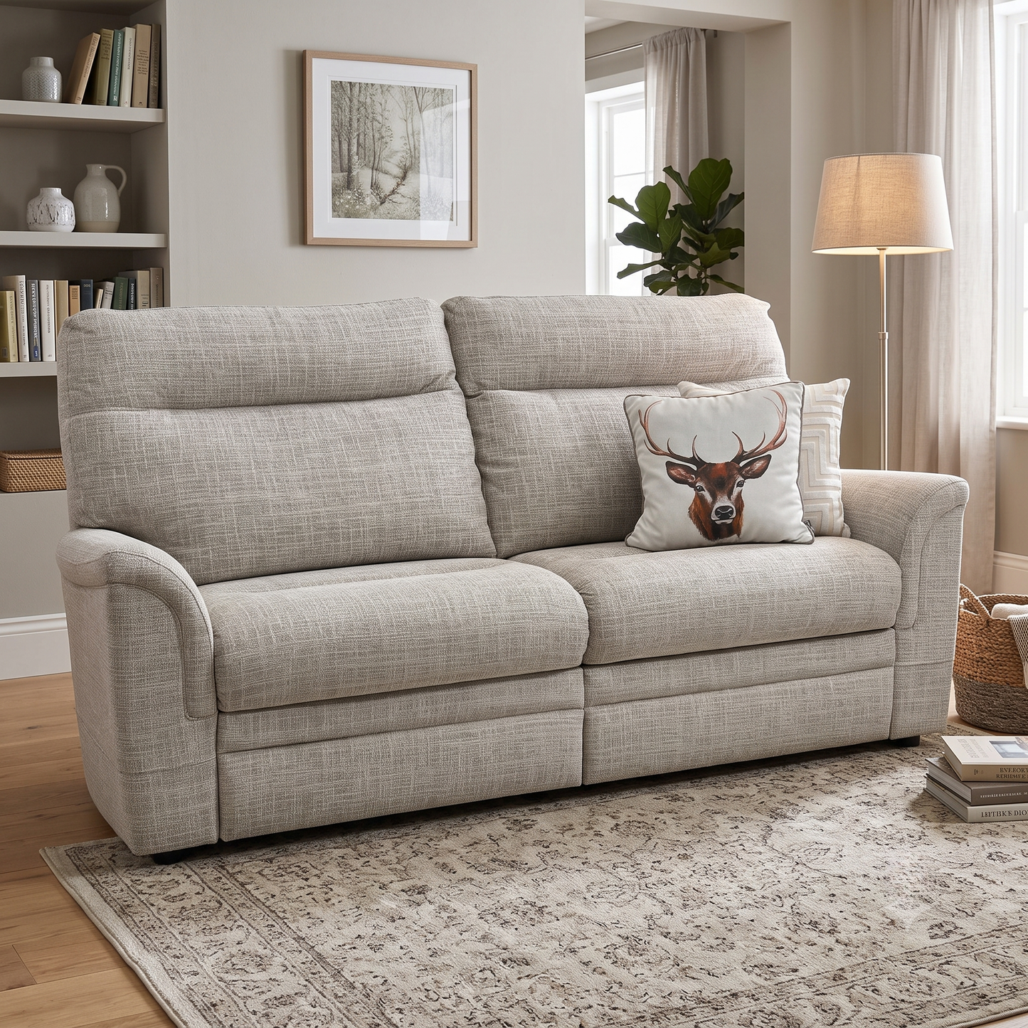 Parker Knoll ‘Hudson 23’ Dash Oatmeal 001497-0051 Fabric Large 2 Seater Sofa