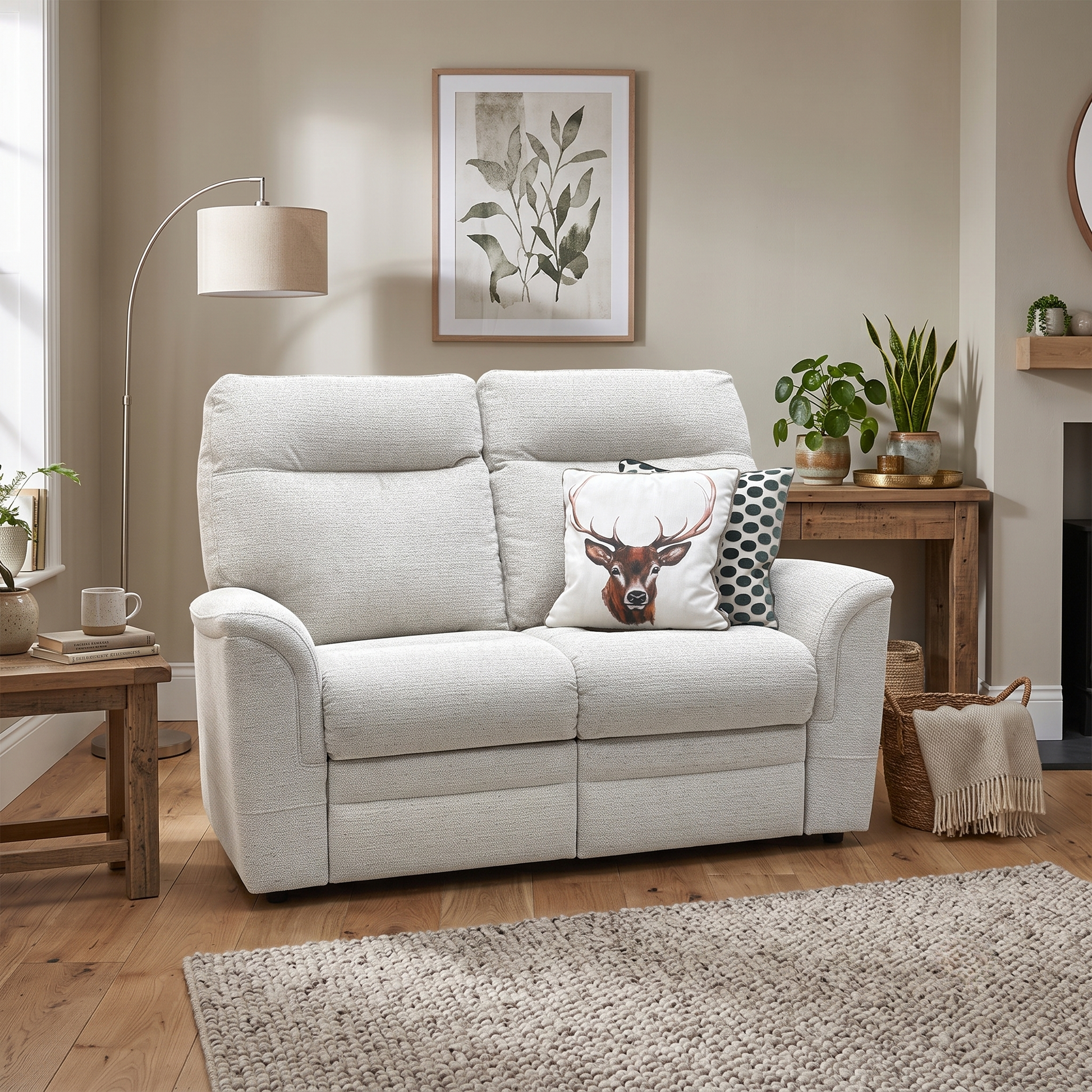 Parker Knoll 'Hudson 23' Caledonian Stone Grey 001300-0055 Fabric 2 Seater Sofa Furniture Village