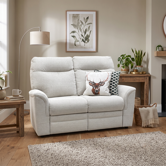 Parker Knoll 'Hudson 23' Caledonian Stone Grey 001300-0055 Fabric 2 Seater Sofa Furniture Village